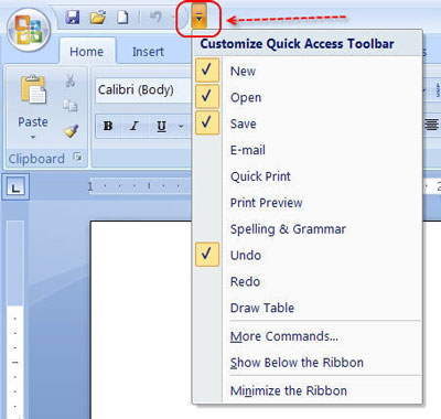 Quick Access Toolbar Customization
