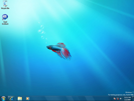 Screenshot of Windows 7 Beta Desktop